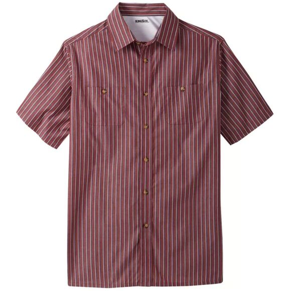 KingSize KingSize Men's Big & Tall Striped Short-Sleeve Sport Shirt - Picture 1 of 4